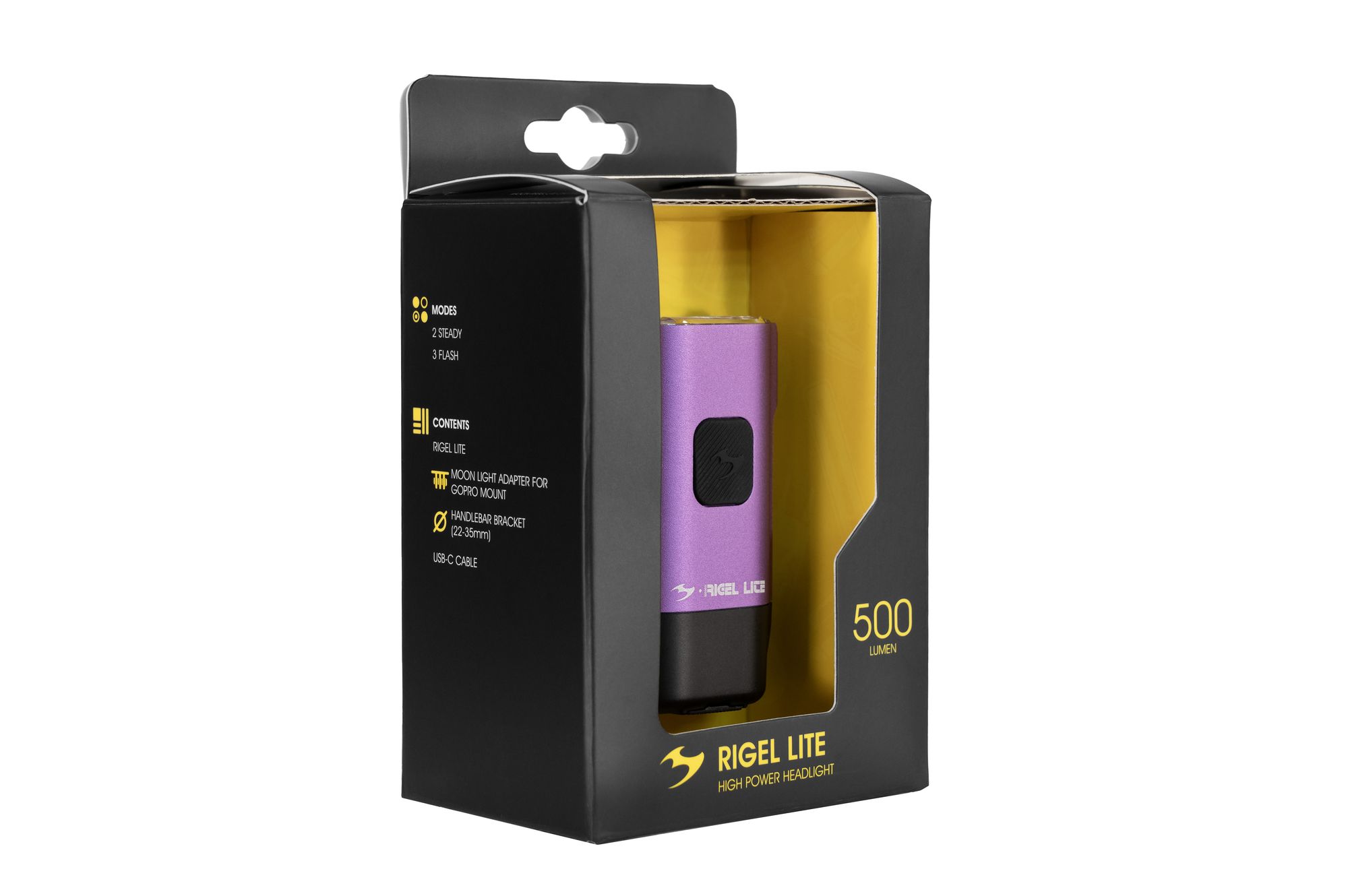 Фонарь передний Moon RIGEL LITE (C5-Orchid Purple), 500 Лм, 6 режимов, USB‑C (версия 2025)