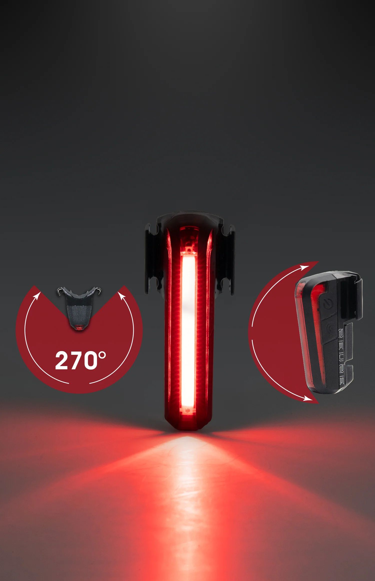 Фонарь велосипедный задний Moon CERBERUS SENSE, 3 диода, 14 режимов, Li-Po 500 mAh, USB-С