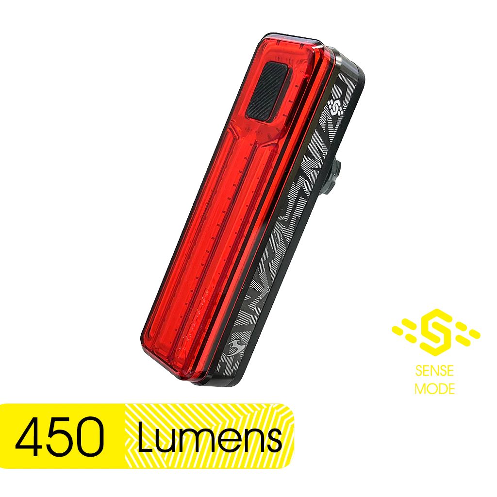 Фонарь велосипедный задний Moon HELIX SENSE 450, 1 диод, 6 режимов, Li-Po 1050 mAh, USB-С