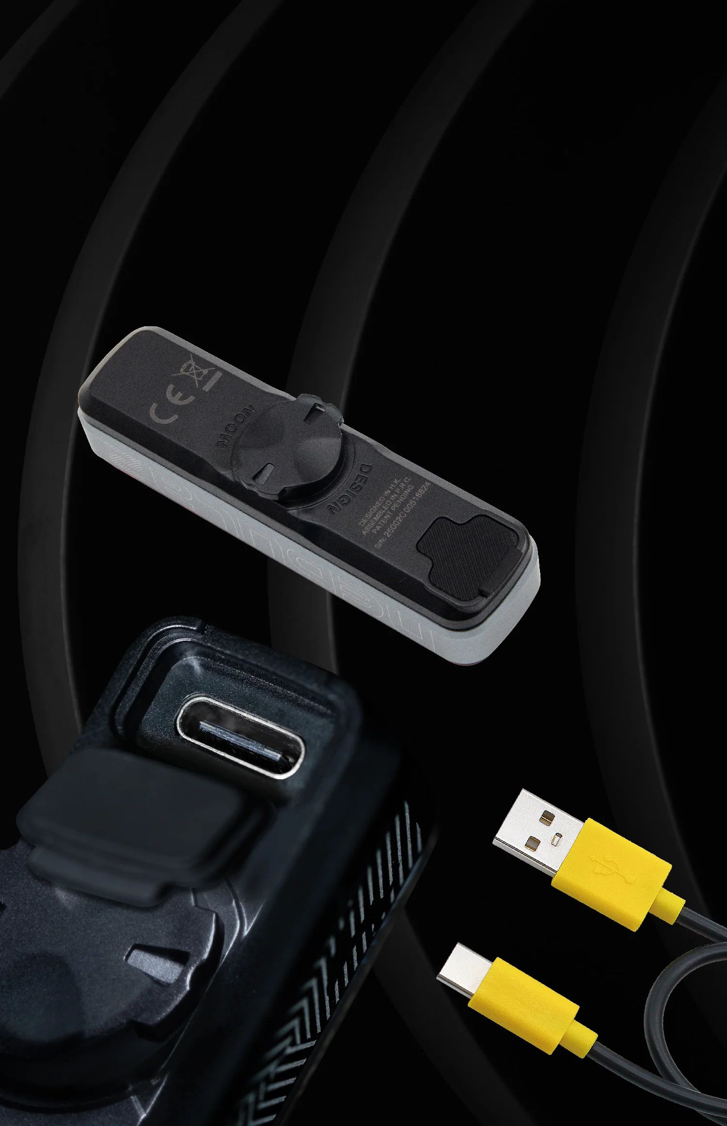 Фонарь велосипедный задний Moon Nebula 2 SENSE, 1 диод, 11 режимов, Li-Po 1050 mAh, USB-С