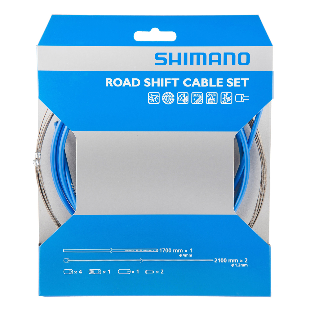 Трос+оплетка перекл Shimano, SP41, опл. 1700мм голуб., тр:1.2X2100мм с PTFE x (2шт), конц