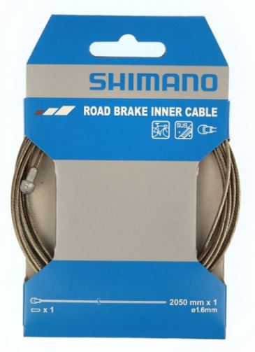 Трос тормоза Shimano, нерж. шоссе, 1.6x2050мм, с концевиком троса