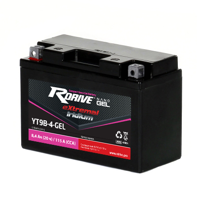 АКБ RDRIVE eXtremal Iridium 12V/8Ah YT9B-4-GEL, YT9B-BS, GT9B-4 / GT9B-BS