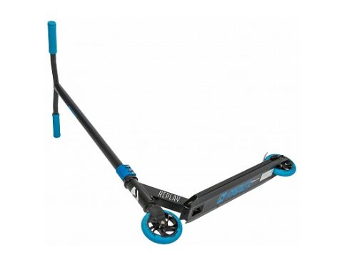 Самокат трюковый NOVATRACK REPLAY BL, PU колеса 120 мм с алюмин.ободом, Т-руль, алюмин.вилка,черно-