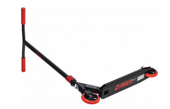 Самокат трюковый NOVATRACK REPLAY BL, PU колеса 120 мм с алюмин.ободом, Т-руль, алюмин.вилка,черно-к