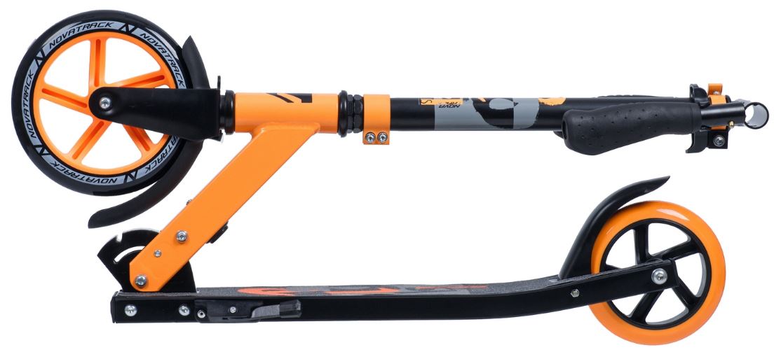 Самокат городской NOVATRACK 2021 POLIS PRO алюминий, складной колеса PU 180*145мм, оранжевый