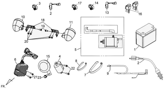 Передние поворотники и стартер
