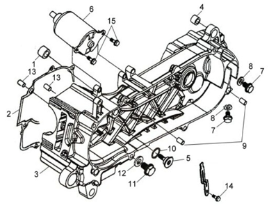 Подбор запчастей Левая половина картера Двигатель Jet 4 125 (AD12W1-6 ANA) Jet 4 125 SYM