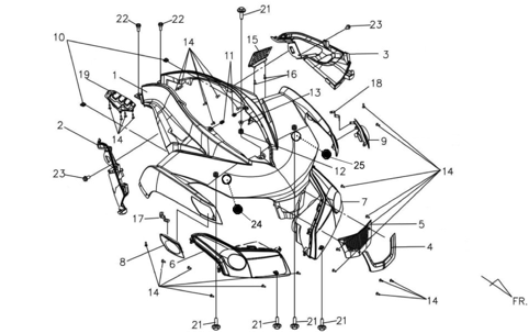 Передняя облицовка и фара