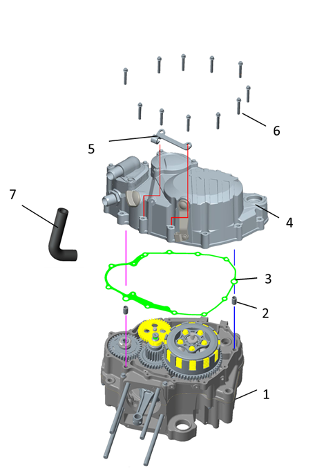 Крепление правой крышки картера