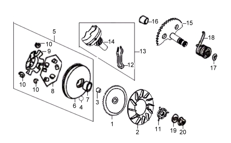 ВАРИАТОР*МЕХАНИЗМ КИКСТАРТЕРА