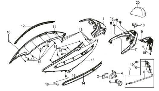 Боковая и задняя облицовка / Стоп сигнал