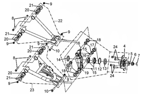 Задняя подвеска (левая сторона)