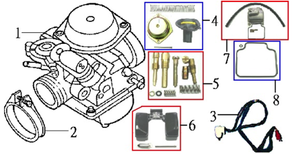 Подбор запчастей Карбюратор Двигатель RS 125 (HS12W2-6) RS 125 SYM