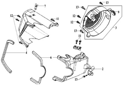 Подбор запчастей Охлаждение Двигатель RS 125 (HS12W2-6) RS 125 SYM