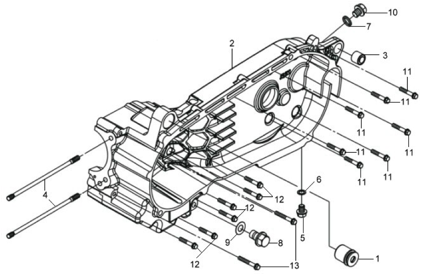 Подбор запчастей Левая половина картера Двигатель GTS 250 (LM25W-6_edited) GTS 250 SYM