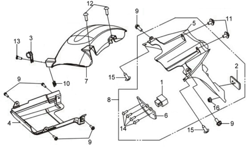 Подбор запчастей Задняя облицовка Кузов/Электрика GTS 250 (LM25W-6_edited) GTS 250 SYM