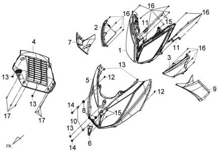 Передняя облицовка и фара