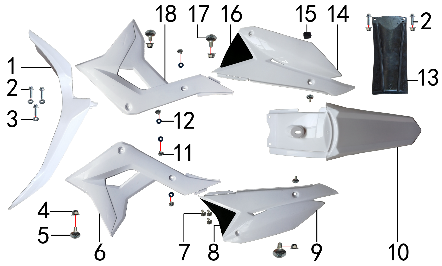 Подбор запчастей Облицовка EX 125E (до 2020) EX BSE