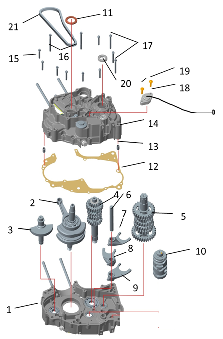 Коленвал и редуктор