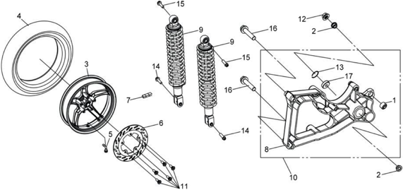 Заднее колесо / амортизаторы