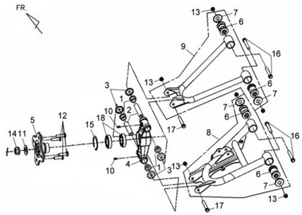 Задняя подвеска (левая сторона)
