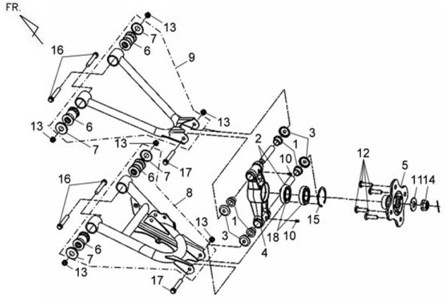 Задняя подвеска (правая сторона)