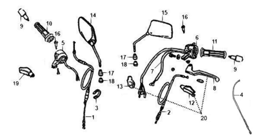 Подбор запчастей Навесное руля Кузов/Электрика XS 125-K SYM