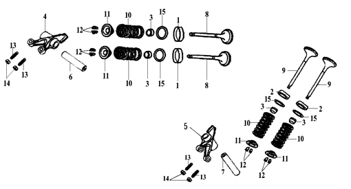 Подбор запчастей Клапана Двигатель RS 125 (HS12W2-6) RS 125 SYM