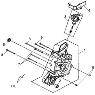 Правая половина картера и масляный насос