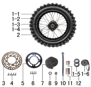 Подбор запчастей Колесо заднее EVO PH02D 12/10 (101020030) EVO 110 BSE