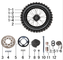 Подбор запчастей Колесо заднее EVO 12-10 (101020011, 101020025) EVO 110 BSE