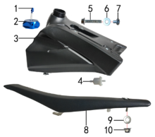 Подбор запчастей Бак и седло MXS 150 17/14 (101131001) MXS 150 BSE