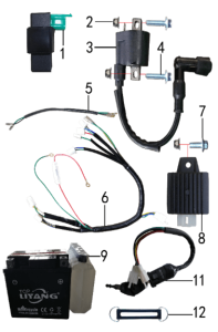 Подбор запчастей Электрика PH10L 125 ZS (101190082) PH 125E BSE