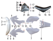 Подбор запчастей Облицовка белая EVO PH02D 14/12 (101020029, 101020031) EVO 110 BSE