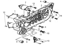 Подбор запчастей Левая половина картера Двигатель Jet 4 50 (AD05W4-S ATD) Jet 4 50 SYM