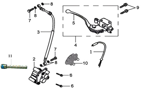 Подбор запчастей Передний тормоз Кузов/Электрика RS 125 (HS12W2-6) RS 125 SYM