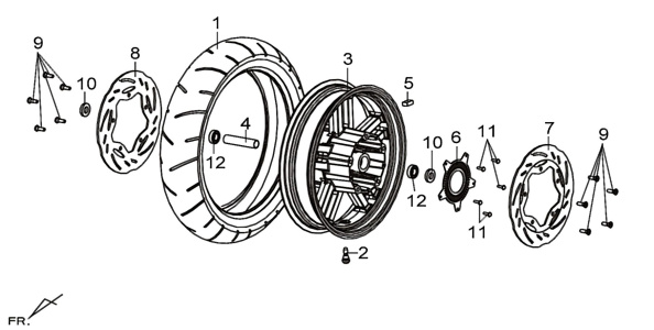 Подбор запчастей Переднее колесо Кузов/Электрика MaxSYM 600 (LX60A2) MaxSYM 600 SYM