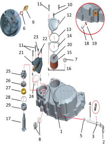 Подбор запчастей Правая крышка картера TYX250-SR Двигатели