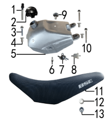 Подбор запчастей Бак и сидение MX 125 (101190079, 101190080, 101190081) MX 125 BSE