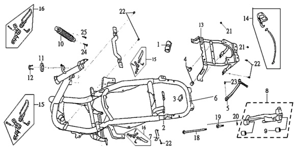 Подбор запчастей Рама Кузов/Электрика RS 125 (HS12W2-6) RS 125 SYM