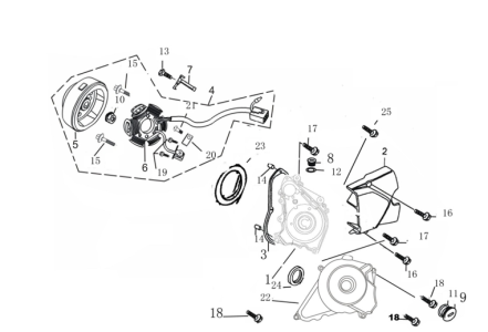 Подбор запчастей Левая крышка картера и магнето YX125 (153FMI) электростартер Двигатели