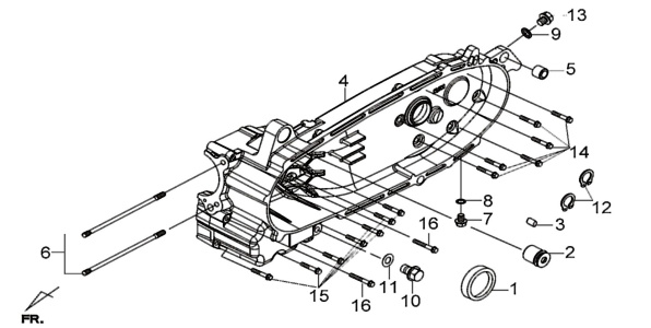 Подбор запчастей Левая половина картера Двигатель JoyMax 300i JoyMax 300i SYM