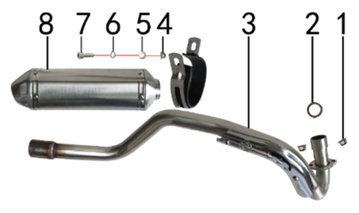 Подбор запчастей Выхлопная система MXS 125 17/14 (101131000) MXS 125 BSE