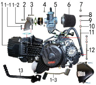 Подбор запчастей Двигатель PH10 stunt PH 125 Stunt BSE