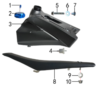 Подбор запчастей Бак и седло MXS 125 17/14 (101131000) MXS 125 BSE