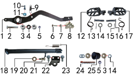 Подбор запчастей Подставка и подножки PH10 stunt PH 125 Stunt BSE