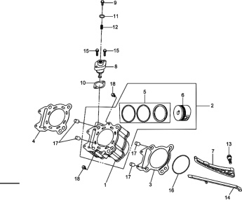 Подбор запчастей Цилиндр Двигатель ATV 600 (UA60A-6) ATV 600 SYM