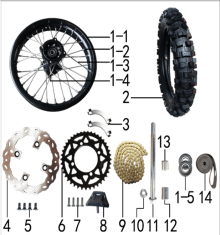 Подбор запчастей Колесо заднее PH10L - 150 (101190090) PH 150 BSE