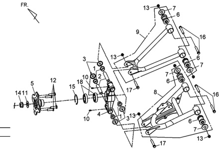 Подбор запчастей  Задняя подвеска (левая сторона) Кузов/Электрика ATV 600 LE ATV 600 SYM